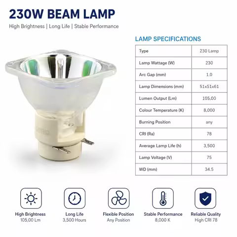 New 5R 7R 8R 9R 10R 16R 17R 18R 20R Dance Table Lamp Mobile Beam Bulb 200W 230W 250W 260W 280W 295W 