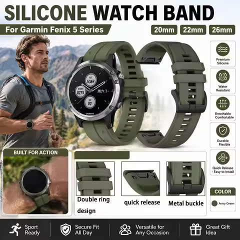 Official Watch Strap 22mm Quick Fit Silicone Band for Garmin Fenix 5 5 Plus Garmin Fenix 8 7 6Pro Ad
