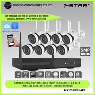7-STAR* 5MP Wireless 8CH NVR Kit Set with 2-Way Audio (Bullet 2.8mm Lens) APP:IP PRO/EseeCloud [Orde