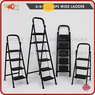 ⭐READY STOCK⭐ OKURA Folding Steel Pipe 3  4  5  6 Wide Step Ladder Foldable Household Indoor Platfo Stair Black Tangga Lipat