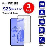 AOE - SAMSUNG-(3片裝)黑邊全屏 S23 Plus 6.6" (S23+) 鋼化玻璃手機屏幕 日本材料保護貼 9D 硬度, 9H 耐刮花, Screen Protector -手機貼,保