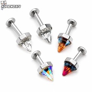 KOPIEWDX78JQ Flat Back Stud, Stainless Steel Crystal Cone Labret Stud Earring, Gifts Screw Top Flat 