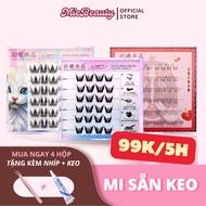 Code BCD0 MieBeauty Pre-glued False Eyelashes, thin fiber eyelashes, waterproof, cluster eyelashes, 