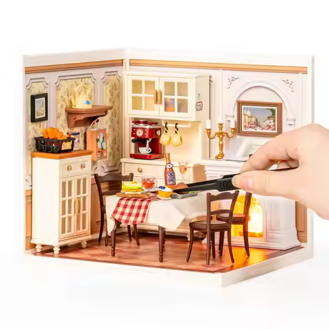 ROBOTIME DIY Miniature House Craft Kit, Dollhouse Model Building Kit Birthday Creative Gifts for Adu