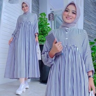 [COD] - Gamis Midi JAWANI / Jawani Midi Dress / Dress Midi Motif Salur / Pakaian Wanita Terbaru / Long Tunik Motif Garis Salur / Fashion Midi Dress Murah / Dress Remaja / Baju Midi Simple Modern Terlaris