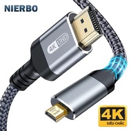 Nierbo Micro HDMI để HDMI Cáp nam để nam bện dây Adapter 2.0 4K 60Hz 2K 165HZ 18Gbps tương thích
