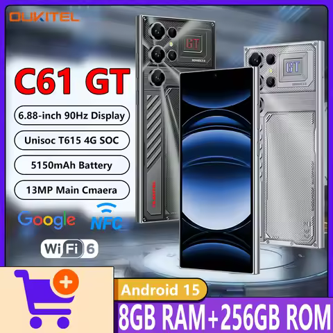 2026 OUKITEL C61 GT 4G Smartphone 6.88-inch 90Hz Display 5150mAh Unisoc T615 4G 8GB+256GB 13MP+5MP C