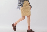 法式復古 紳士少女 侯麥電影文藝奶油黃棉質半身裙