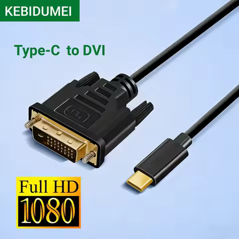 KEBIDUMEI Type C USB C to DVI Adapter Cable 1080P 1.8M TYPE C To 24+1 DVI Cable Type C 3.1 to VGA Ad