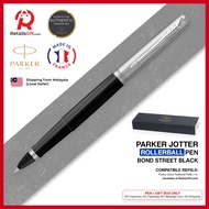 Parker Jotter Rollerball Pen - Bond Street Black Chrome Trim (with Black - Medium (M) Refill) / {ORIGINAL} / [RetailsON]