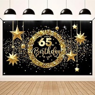 Koliphy 65th Birthday Banner, 65th Birthday Decoration for Man Woman, Happy Birthday Banner Fabric D