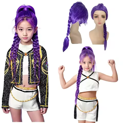 Halloween Costumes Kpop Warrior Costume 3Pcs Rumi Cosplay Clothing Wigs Idol Star Kpop Anime Stage P