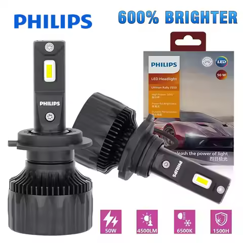 Philips Ultinon Rally 3550 LED H4 H7 H11 HB3 HB4 HIR2 Max Power 50W 4500LM Car Headlight 6500K White
