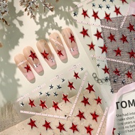 [Meow.sensei] Iron Polka Dot Red Five-pointed Star Manicure Sticker M1312 Sweet Cool Punk Style Rive