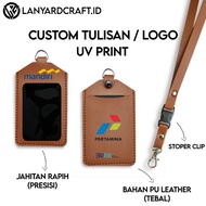 ID CARD HOLDER LEATHER NAME COLOR UV PRINTTAG CUSTOM COMPANY NAME LOGO - K6