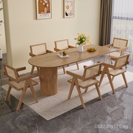 Internet Celebrity Combination Chair Hotel Small Apartment Solid Wood Oval Dining Table Homestay Nor
