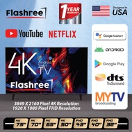 Flashree Smart TV 40 43 50 65 70 75 inch 4K UHD/FHD Android Google Assistant Slim bezel Wi-Fi Bluetooth connectivity