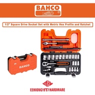 BAHCO S240 1/2" Square Drive Socket Set with Metric Hex Profile and Ratchet S 240 s240 s 240