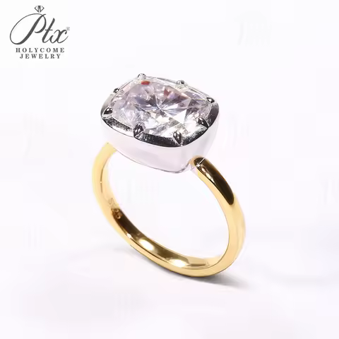 Moissanite Ring 5ct 9X11mm Cushion D Color VVS1 Crushed Ice European Cut S925 10K 14K 18K Engagement