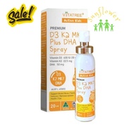 Xịt Vitatree D3 K2 MK7 Plus DHA Spray của Úc chai 20ml công thức phát triển xương và trí não cho bé