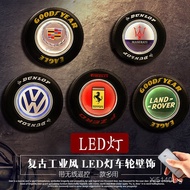 American Iron Art Internet Cafe Bar Industrial Style Wall Decoration Creative Hanging Piece LED Tire