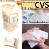 CVS cleansing wips กระดาษทิชชู่เปียก กลิ่นผลไม้ ทำความสะอาดมือ บำรุงผิวมือ oil free ฝาเปิด/ปิดในตัว (ขนาด 15.2X18.5 CM/) 30 แผ่น/ถุง