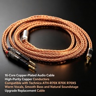 HiFi 6.35mm 4.4mm 2.5mm XLR 16 Core 7N OCC Copper Plated Headphone Cable For Technica ATH-R70X R70X 