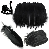 50pcs Black Nature Large Goose Feathers DIY Decoration 6-8 inches/15cm to 20cm