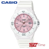 Casio Standard นาฬิกาข้อมือผู้หญิง สายเรซิ่น รุ่น LRW-200H-4E3VDF (สีขาว / หน้าปัดชมพู)