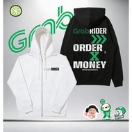 Ready Stock Baju Sulam Grab Simple Grab Food zip Hoodie Grab Food Delivery Pure Cotton long-sleeved 