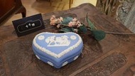 【卡卡頌 歐洲跳蚤市場/歐洲古董 】英國老件_Wedgwood Jasper 瑋緻活 水藍碧玉 心形瓷珠寶盒p1375