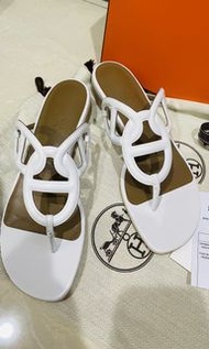 特價!全新 Hermes beach sandal 白色涼鞋 38號 法國官網購入附購證