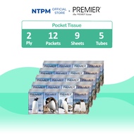 Premier Penguin Pocket Tissue 5 in 1 2 PLY (9s x 12 Packets x 5 Tube)