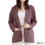 Korean Women's Blazer | Women's Work Jacket | Long Dress Formal Casual Longsleeve BURGUNDY