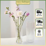 Classic style cylindrical striped glass vase/ High quality glass vase