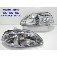 [ READY STOCK ] Honda Civic SO4 SO3 EK9 EK4 EK3 EK EJ Front Head Lamp / Head Light Chrome Type 1996 - 1998 100% NEW