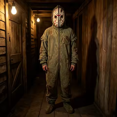 Halloween Jason Voorhees Horror Costume Adults Fleece Jumpsuit Full Zip Cosplay Pajamas Costume Frid