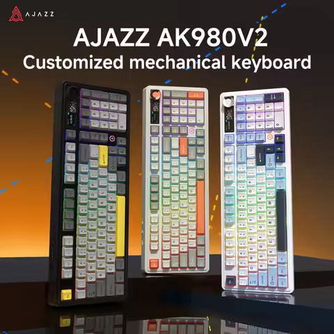 AJAZZ AK980 V2 PRO 98% Gasket Mechanical Keyboard, Hot-Swappable, 10000mAh, TFT Screen & Knob, 8K Po