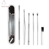 Stainless Steel Ear Pick Wax Remover Curette Ear Cleaner Spring Double Head Rotating Ear Scoop Set