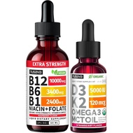 NUSAVA (2 Pack) Extra Strength Liquid Vitamin B12 Sublingual Vitamin B Complex (Raspberry) - (2-Pack