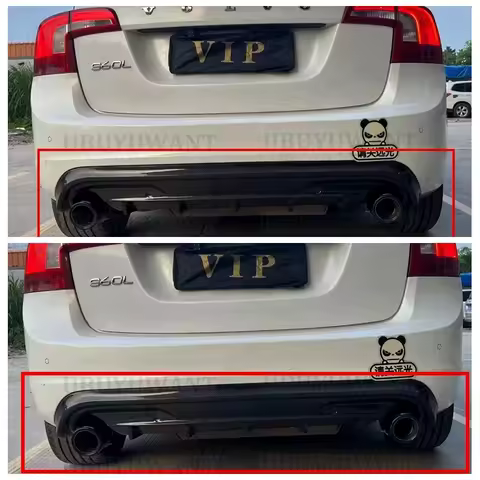 ABS REAR BUMPER TRUNK LIP SPOILER DIFFUSER with Exhaust Tips For VOLVO S60 V60 2014-2016 VOLVO V60 S
