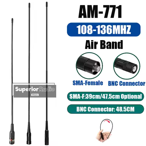 Air Band AM-771 Antenna 108-136Mhz Soft Whip BNC SMA-Female Aerial Enhance Signal For IC-A25 IC-A16 