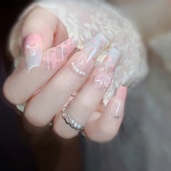 Fake Nails with bows, Set of 24 A89 bridal Nails, luxury bridal nailbox, Beautiful party Nails, Fake