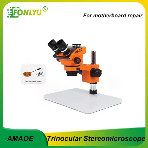 AMAOE Trinocular Microscope 7-50X Simul Focal Continous Zoom Stereo Microscope WF10X/23mm Eyepiece P
