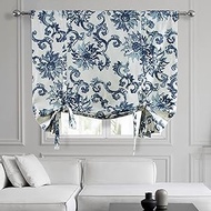 HPD Half Price Drapes Tie-Up Window Shade 46 X 63 Inch Indonesian Printed Cotton PRTW-TUD40-63 (1 Panel), Indonesian Blue