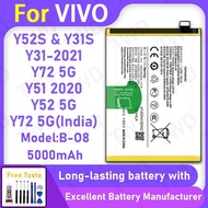 100% New 5000mAh B-O8 Battery For VIVO Y52S/Y31S/Y31 2021/Y72 5G Replacement Bateria+Free Tools