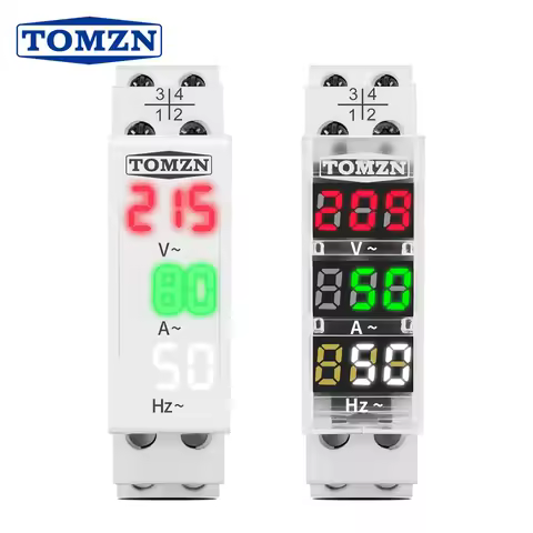 Din Rail 3in1 Single Phase ampere voltage frequency Meter Ac 0-99Hz 100A voltmeter Indicator LED Dig