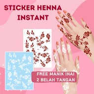Sticker Inai Instant Sepasang Tangan Corak Minimalis Inai Putih/Maroon Stiker Henna Pengantin