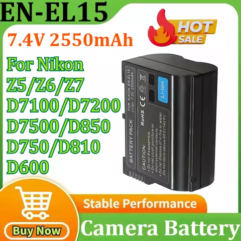 EN-EL15 Rechargeable Battery 7.4V 2550mAh Li-ion Battery Pack for Nikon Z5 Z6 Z7 D7100 D7200 D7500 D