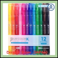 Tombow Water-based Signature Pen 12 Colors (Thick 0.8mm & Extra Fine 0.3mm Twin Type) Color Pen Play